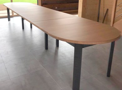 Table à allonges - LOFT FER RONDE- bois de chêne massif Détail